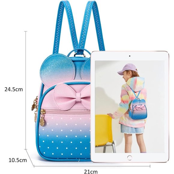 Bowknot Polka Dot Mini Backpack And Convertible Shoulder Bag Purse for Women - Picture 2 of 7